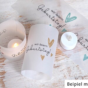 Template light cover table decoration print yourself birthday download PDF for table light DIY hearts pastel green image 6