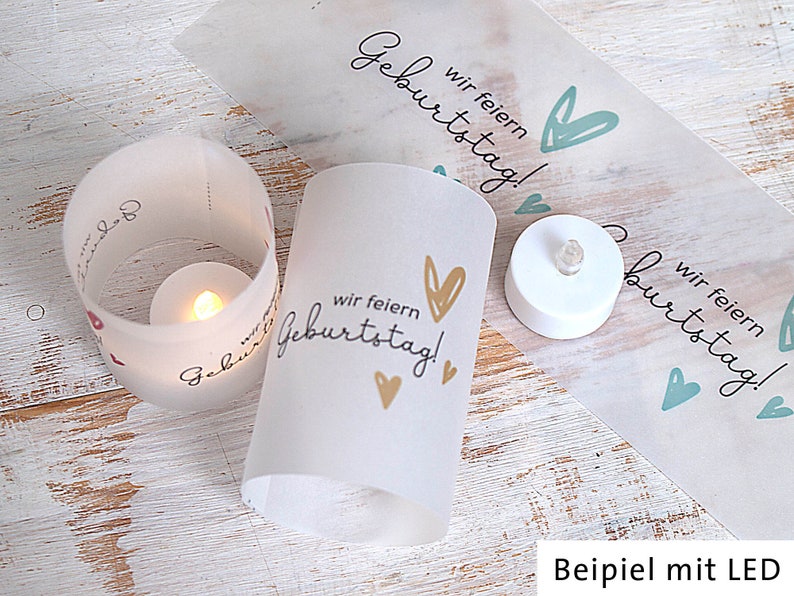 Template light cover table decoration print yourself birthday download PDF for table light DIY hearts pastel green image 6