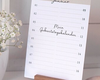 Geburtstagskalender immerwährend Kalender Postkartengröße Holzständer