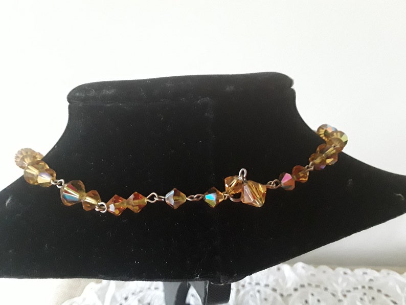 Vintage Amber Coloured Glass Necklace