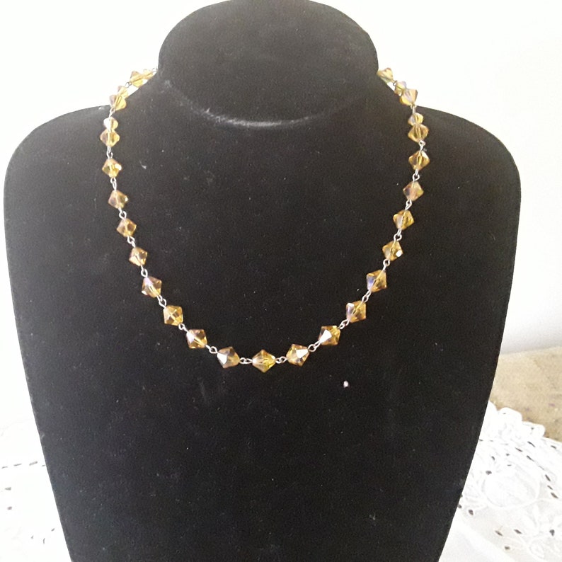 Vintage Amber Coloured Glass Necklace