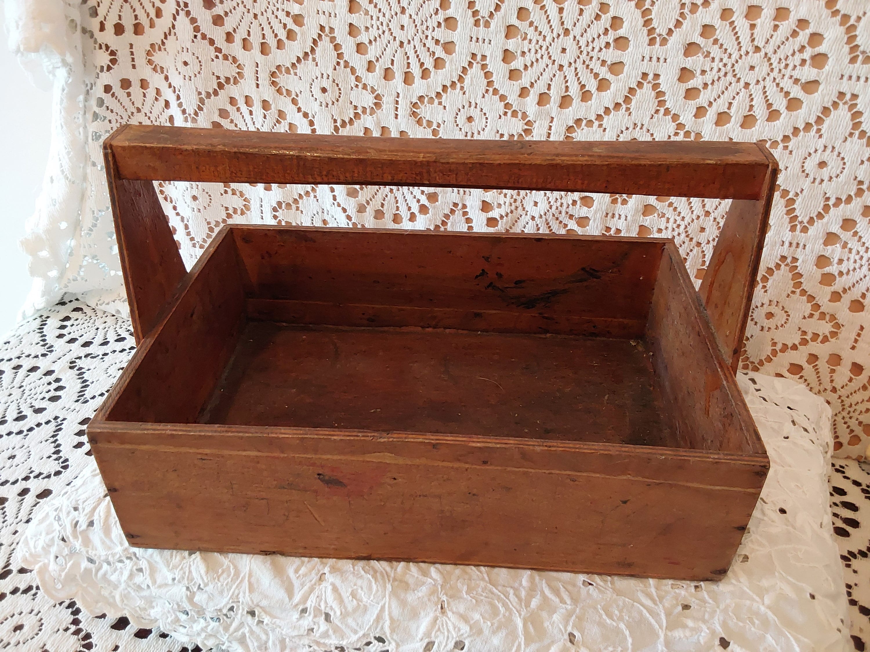 Wood Tool Box Handmade Rustic Wooden Box / Tray / Garden Trug Reclaimed  Wood Vintage Style 