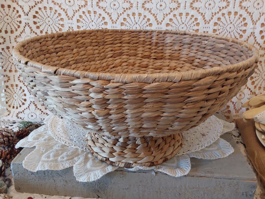 Large Woven Pedestal Bowl Etsy
