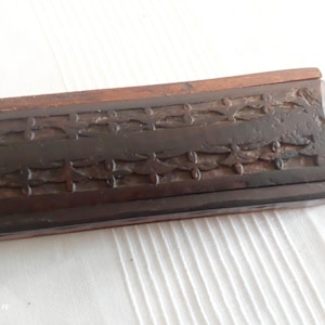 Vintage Wooden Carved Pencil Box