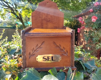 Vintage French Wooden Salt Box