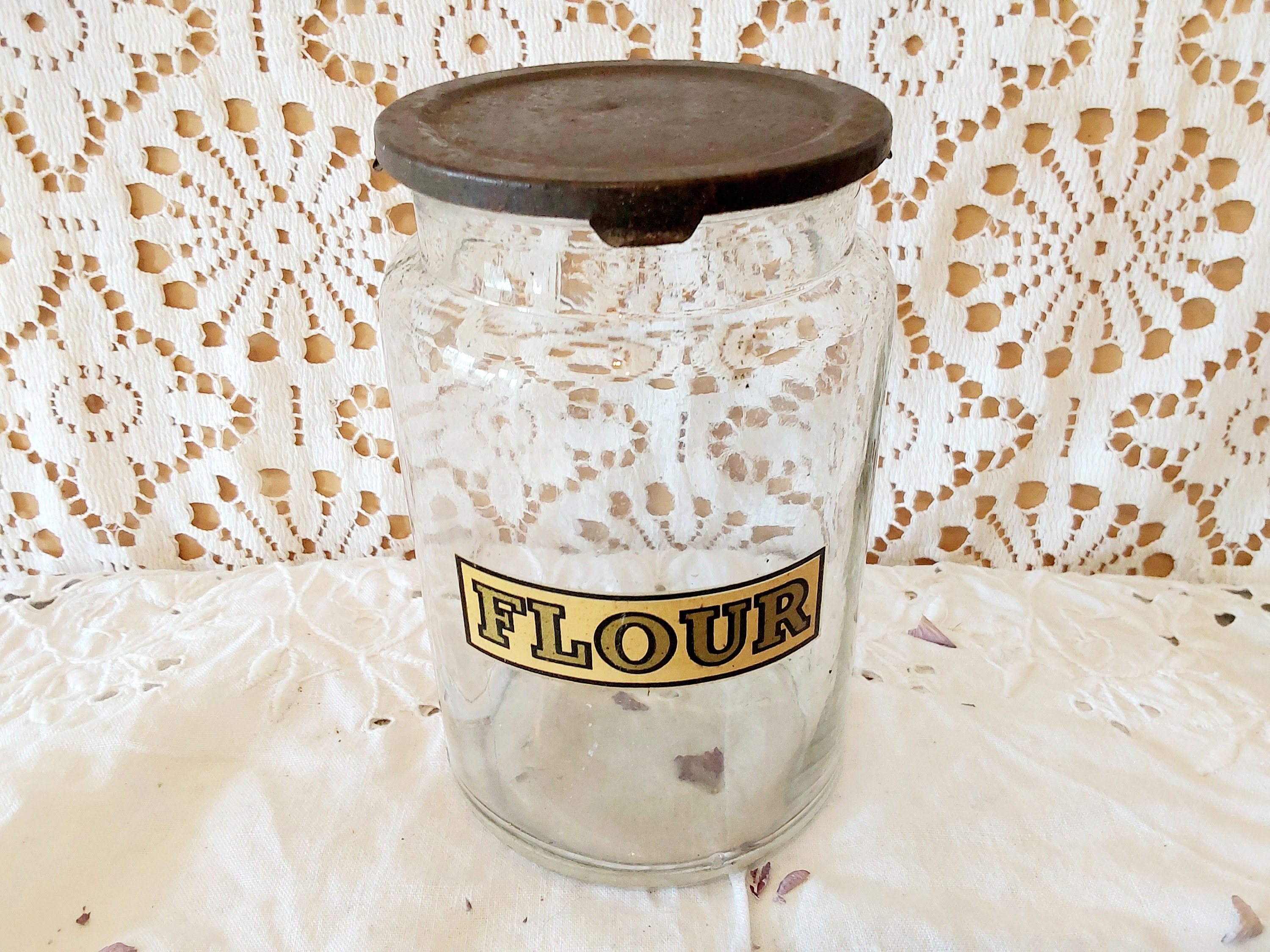 Antique Extra Large Cream City FLOUR Tin Storage Canister White & Gold  Farmhouse Country Store Container Chippy Rusty With Lid - The Junk Parlor