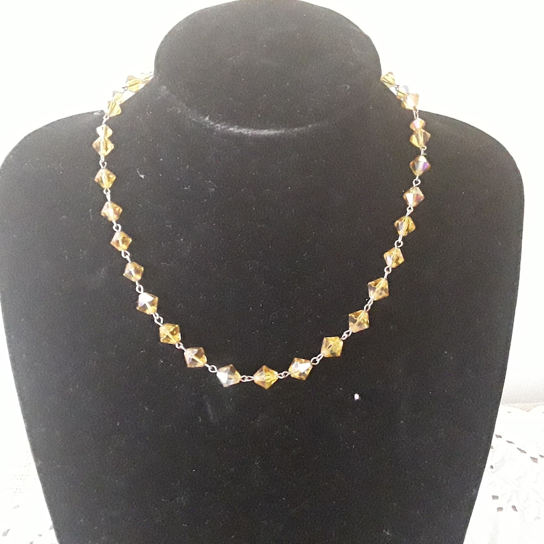 Vintage Amber Coloured Glass Necklace