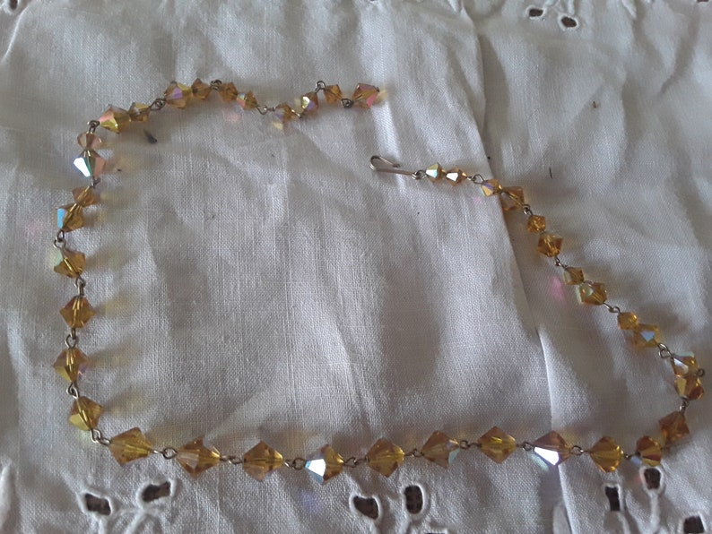Vintage Amber Coloured Glass Necklace