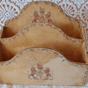 Vintage Wooden Painted Letter Rack.