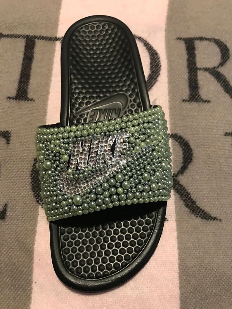 blinged out nike slides
