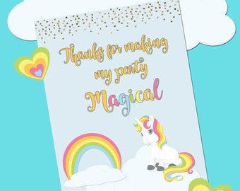 Unicorn Birthday Sign Poster // Rainbow Birthday Sign // Unicorn Poster // Rainbows and Unicorns // Birthday Sign // Clouds