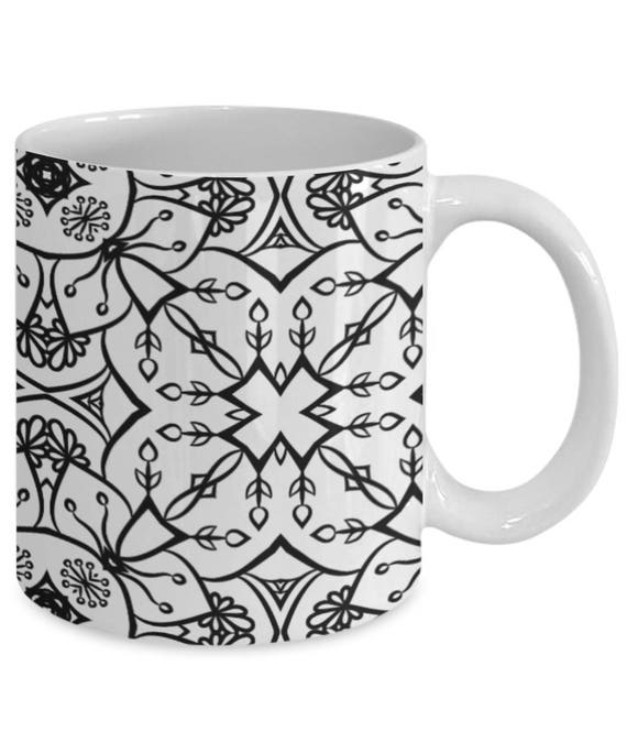 Mandala Mug Adult Coloring Coffee Mug Color Me Coffee Mug | Etsy