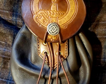 Clan MacKay Rob Roy style leather sporran bag