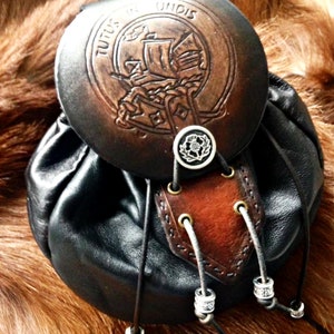 Clan Holz Leder Sporran Tasche