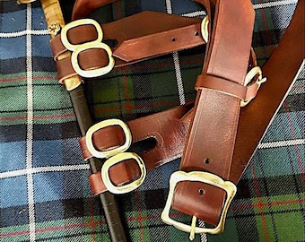 Four Frog Sword Baldric with brass buckles