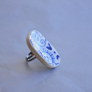 Whimsical Porcelain Ring: Playful Floral Design on Upcycled Broken Plate image 5