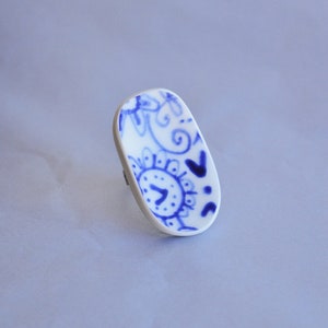 Whimsical Porcelain Ring: Playful Floral Design on Upcycled Broken Plate image 10