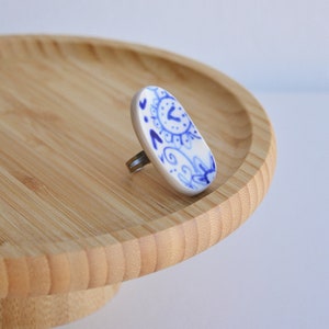 Whimsical Porcelain Ring: Playful Floral Design on Upcycled Broken Plate image 7