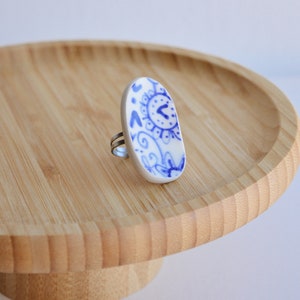 Whimsical Porcelain Ring: Playful Floral Design on Upcycled Broken Plate image 3