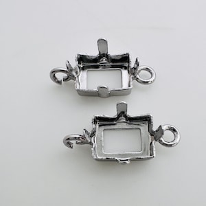 8x6mm, Blank 4-Prong Rectangle Setting , Rhodium plated, 2 or 6 ps