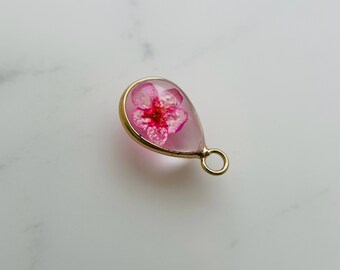 10pcs, Pressed Dried Flower Pendant - 19x11mm