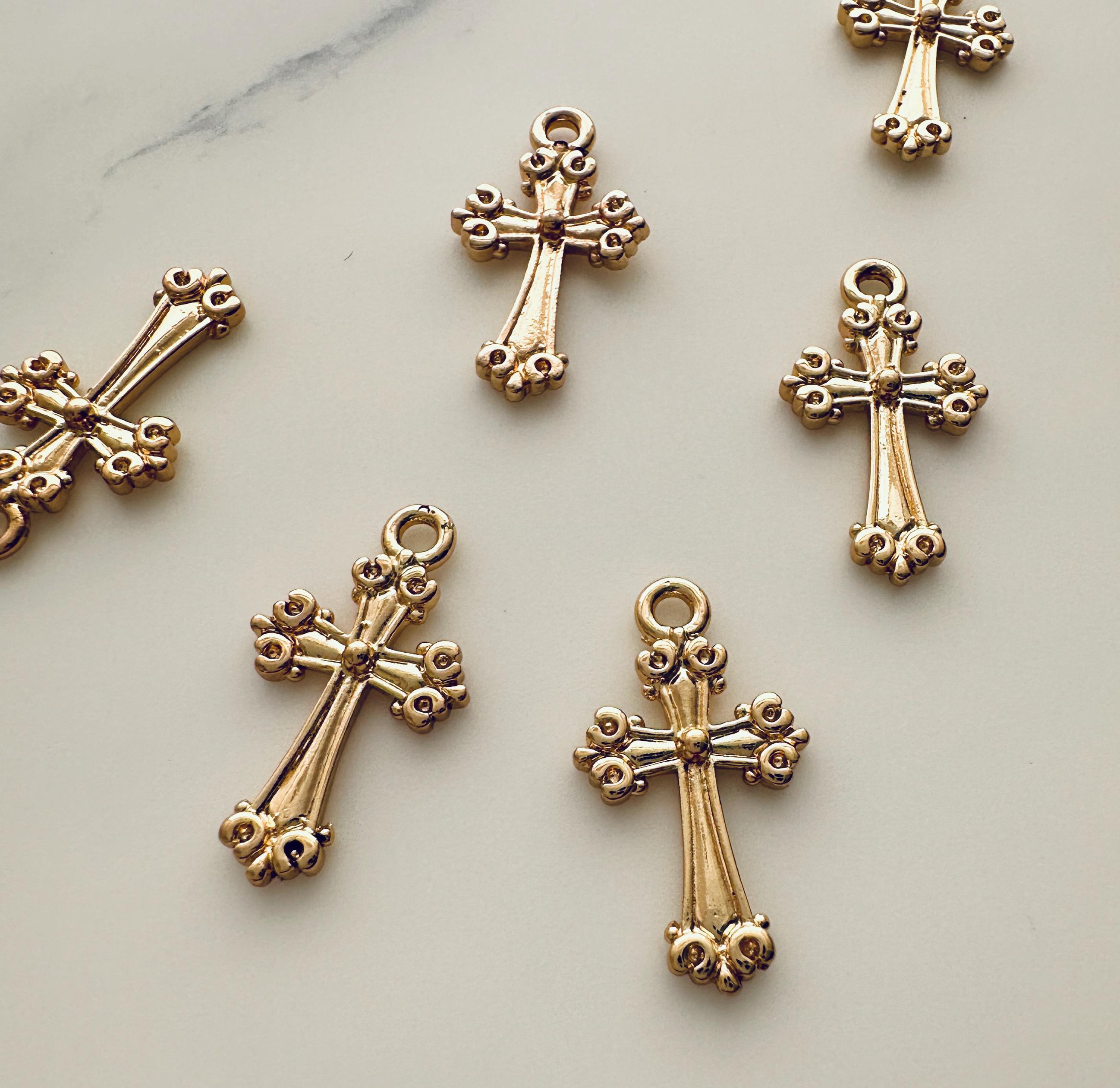10pcs , Solid Brass Cross Charm - 18x10mm, Gold Plated - Etsy