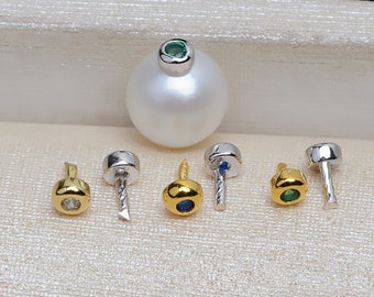 5 Pcs - Sterling Silver Crytsal Beads Caps - 2.8mm