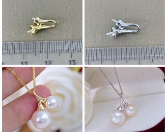 1 pezzo - Copriperlina - Incastonatura con ciondolo a forma di ciliegia - Placcato in oro/argento - Cappuccio 3 mm, 5 mm