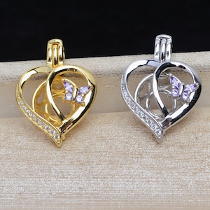 1 Pcs  - Sterling Silver Butterfly Heart Locket Pendant