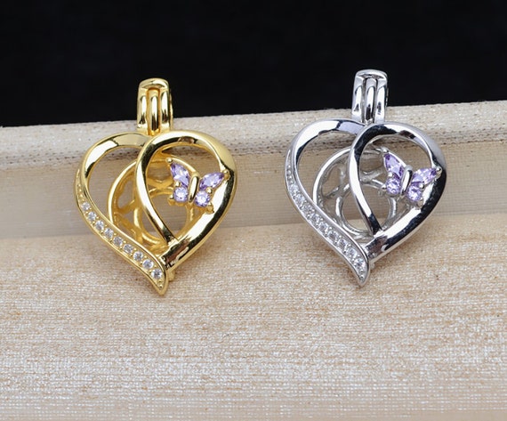 Pcs Sterling Silver Butterfly Heart Locket Pendant
