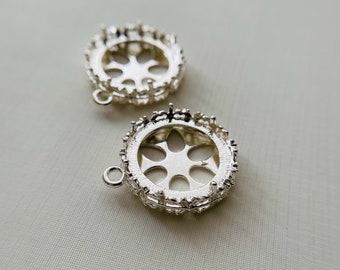 2 Pcs - Round Bezel Pendant Blank - Silver Setting - 20mm