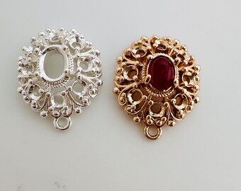 10pcs, 4x6mm/3mm/ settings - (Stone Not Included)