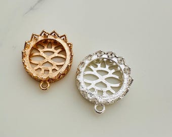20mm, 25mm, solid brass, round Setting, 4pcs , Gold/Silver Plated