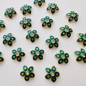 10 Pcs - 12mm Enamel Beads Caps - Hole 1mm