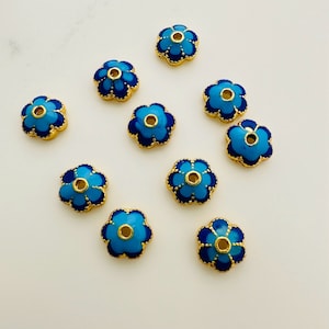 10 x  Enamel Beads Caps - 6mm -Hole 1mm