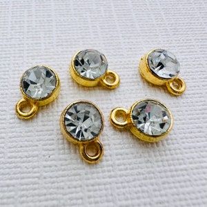 5 x Rhinestone Birthstone Charms - 9x6mm