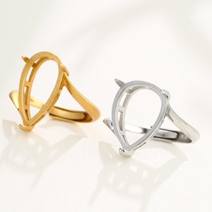 1 Pcs  - blank drop claw prong Ring Setting - Gold/Silver plated, without bead