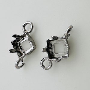 5x5mm, Blank 4-Prong Setting , Rhodium plated, 2 or 6 ps