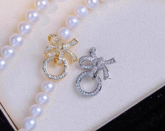 Cubic Zirconia Bow Clip Clasp, 15mm
