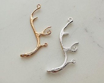 10 or 30 pieces, solid brass branch connectors, 35mm, gold/silver plated