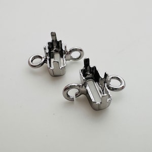 7x3mm, Blank 4-Prong Rectangle Setting , Rhodium plated, 2 or 6 ps