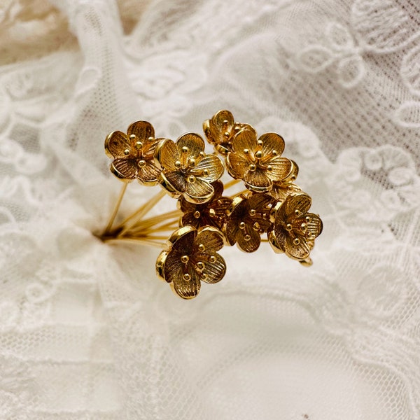 10 x Flowers Head Pin - 30mm - 40mm - 50mm- Gold Plated