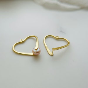 6 Pcs - Heart Pinch Bails - Gold Pendant Bail  - Jewelry Making - 25x6mm - Without Bead