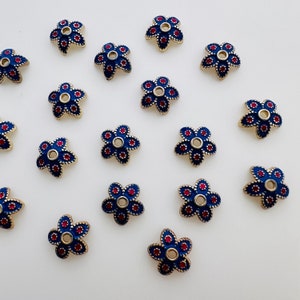 10 or 20 Ps - Enamel Beads Caps  - 8mm - Hole 1mm