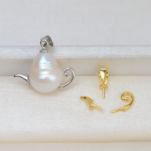 1 set - Tekannahänge i sterlingsilver - Pärlor - Lockdiameter 3 mm