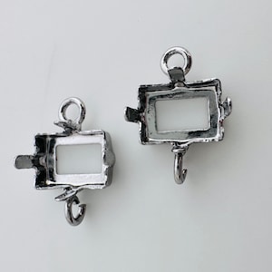 8x6mm, Blank 4-Prong Rectangle Setting , Rhodium plated, 2 or 6 ps