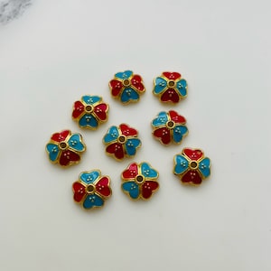 20 Pcs - Enamel Beads Caps  - 11mm - Hole 1mm
