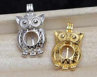 1 pièces - Pendentif médaillon hibou en argent sterling