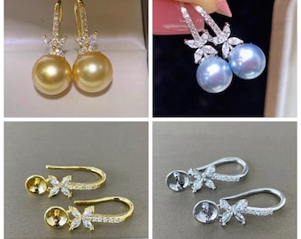 Fornituras para pendientes - chapados en oro o plata - 1 par, 23 mm, sin perla