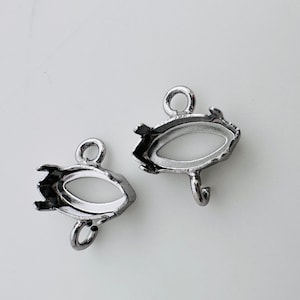 10x5mm, Blank 4-Prong Setting , Rhodium plated, 2 or 6 ps